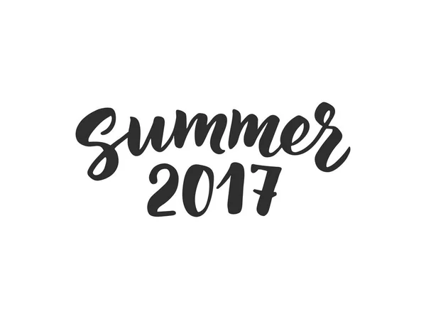 De zomer van 2017 tekst, met de hand getekende borstel belettering. Geweldig voor partij po — Stockvector