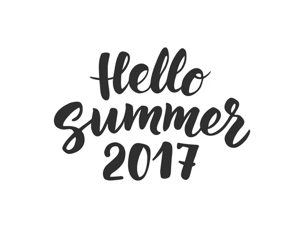 Hello Summer 2017 text, hand drawn brush lettering. Great for pa — Stock Vector