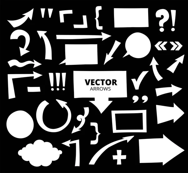 Conjunto de flechas dibujadas a mano y elementos de diseño de dibujos animados aislados en — Vector de stock