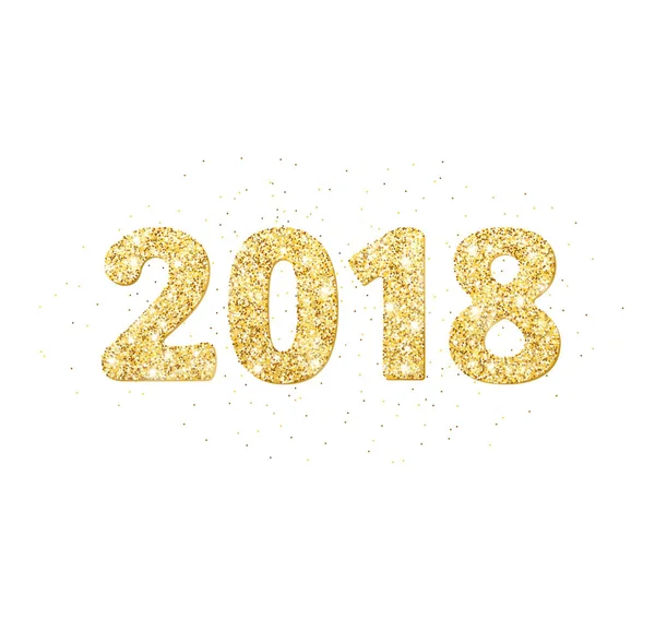 Diseño de tipografía de brillo 2018. Números brillantes dorados . — Vector de stock