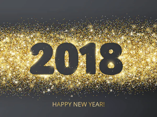 2018 glitter tipografi tasarımı. Altın parlak vektör toz dikdörtgen siyah numaraları ile