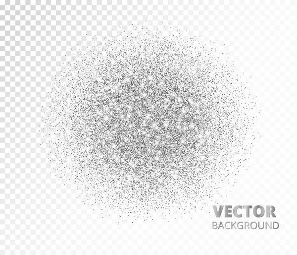 Gnistrande cirkel, silver glitter explosion. Vector damm, diamanter, snö på transparent bakgrund. — Stock vektor