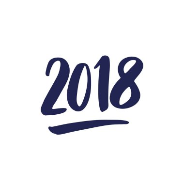 2018 çekilen numaralar üzerine beyaz izole el.