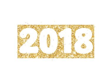 2018 glitter tipografi tasarımı. Altın parlak sayılar.