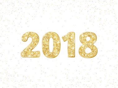2018 glitter tipografi tasarımı. Altın parlak sayılar.