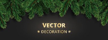 Noel ağacı dalları ile kış tatil arka plan. Gerçekçi köknar ağacı garland, çerçeve