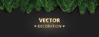 Noel ağacı dalları ile kış tatil arka plan. Gerçekçi köknar ağacı garland, çerçeve