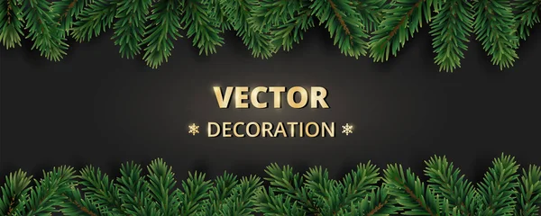 Noel ağacı dalları ile kış tatil arka plan. Gerçekçi köknar ağacı garland, çerçeve