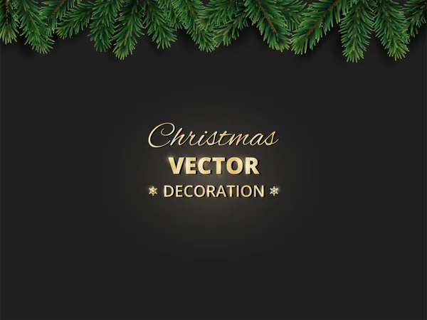 Winter vakantie achtergrond met kerstboom takken. Realistische fir-tree garland, frame — Stockvector