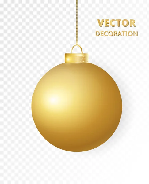 Colgando la bola de Navidad. Bocina brillante brillo dorado, decoración navideña . — Vector de stock