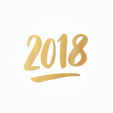 2018 çekilen numaralar üzerine beyaz izole el.