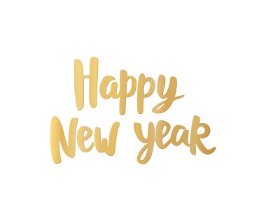 Mutlu yeni yıl kartı. Altın çizilmiş yazı ver. Büyük Noel afiş, poster, Hediyelik Etiketler ve etiketleri için.