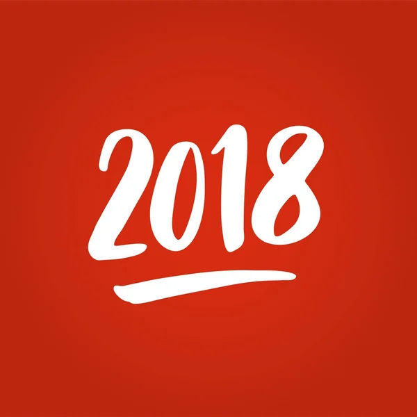 Números dibujados a mano 2018 sobre fondo rojo . — Vector de stock
