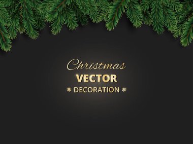 Noel ağacı dalları ile kış tatil arka plan. Gerçekçi köknar ağacı garland, çerçeve