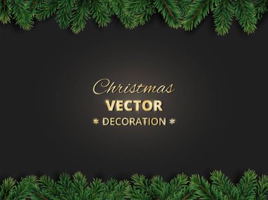 Noel ağacı dalları ile kış tatil arka plan. Gerçekçi köknar ağacı garland, çerçeve