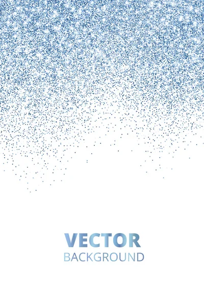 Dalende glitter confetti. Blauwe vector stof, explosie op wit wordt geïsoleerd. Sprankelende glitter grens, feestelijke frame. — Stockvector