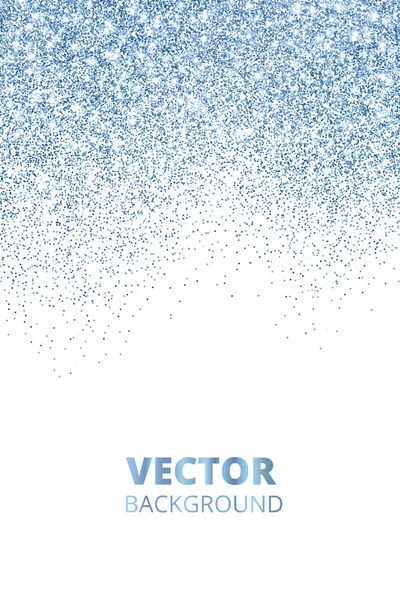 Cae confeti de purpurina. Polvo vector azul, explosión aislada en blanco. Borde brillante brillo, marco festivo . — Vector de stock