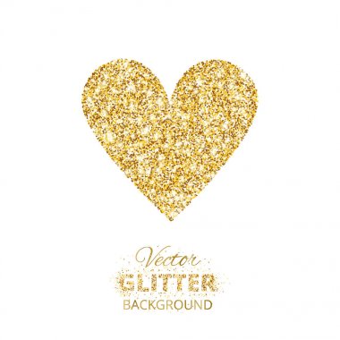Altın glitter kalp, vektör çizim.