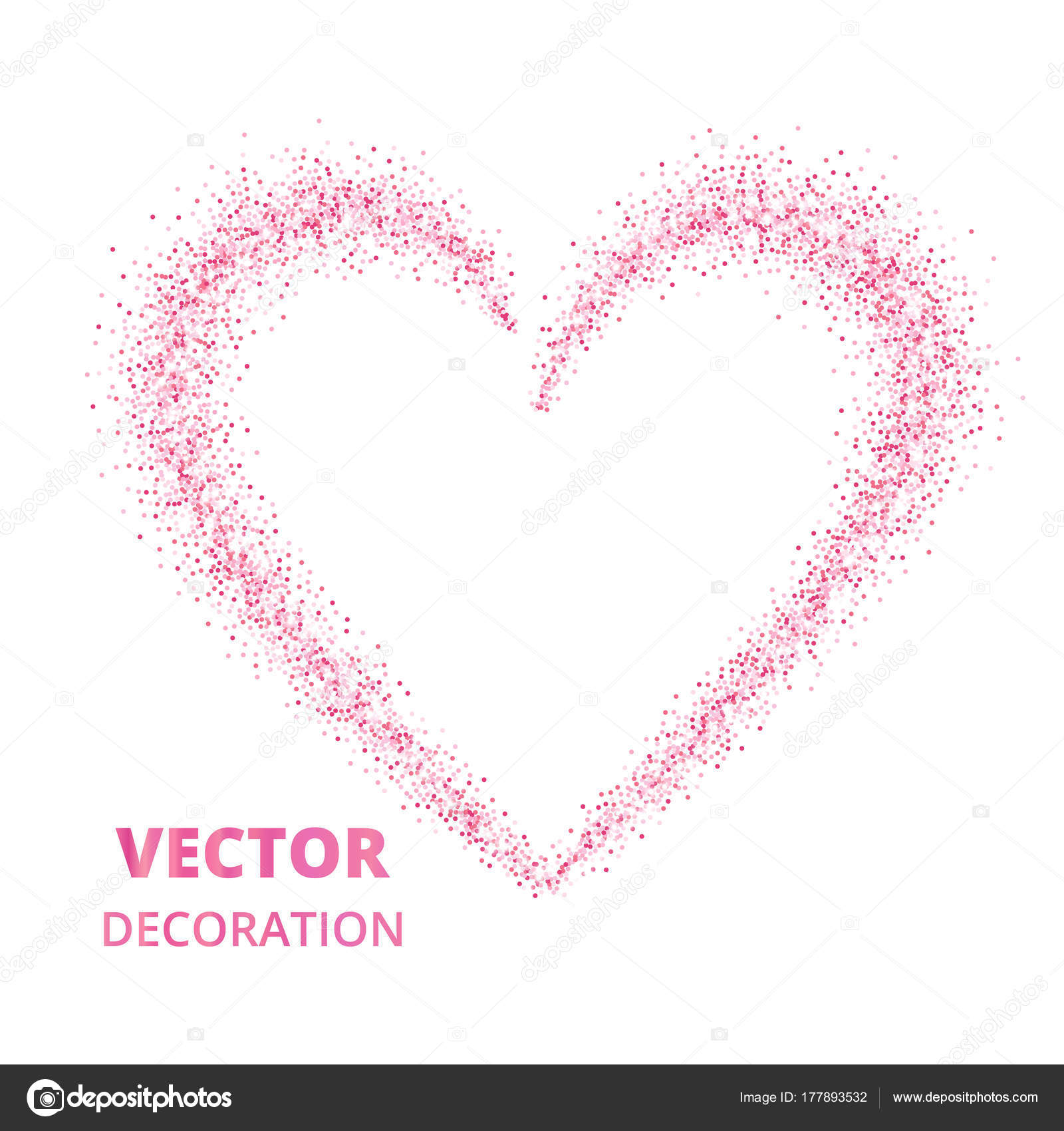 Pink glitter heart frame, border. Vector dust isolated on white — Stock