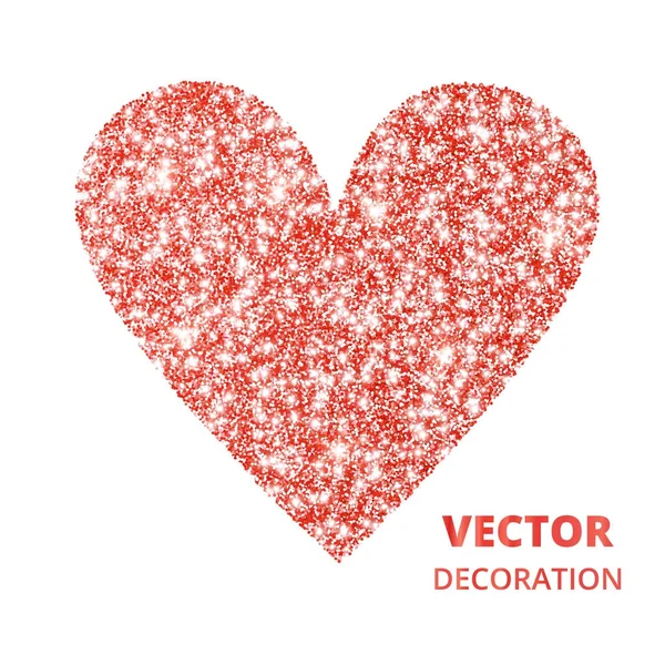 Marco rojo del corazón brillo, borde. Polvo vectorial aislado en blanco — Vector de stock