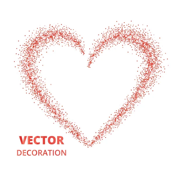 Marco rojo del corazón brillo, borde. Polvo vectorial aislado en blanco — Archivo Imágenes Vectoriales