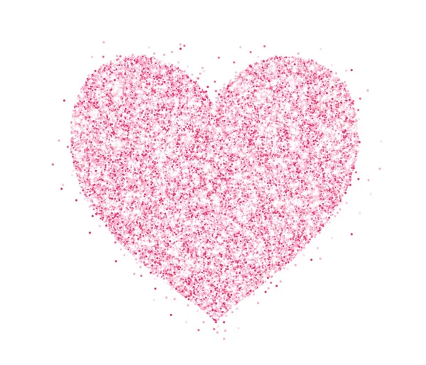 Cornice cuore glitter rosa, bordo. Polvere vettoriale isolata su bianco — Vettoriale Stock