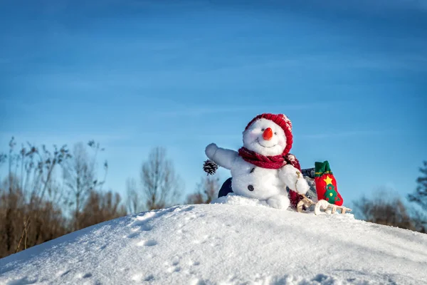 Boldog hóember, kalap — Stock Fotó