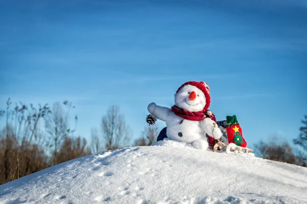 Muñeco de nieve feliz con sombrero — Foto de Stock