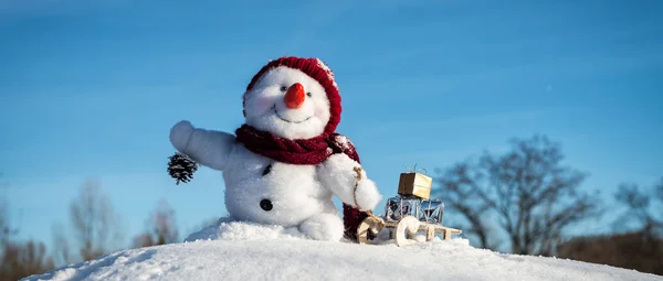Şapka ile mutlu kardan adam — Stok fotoğraf