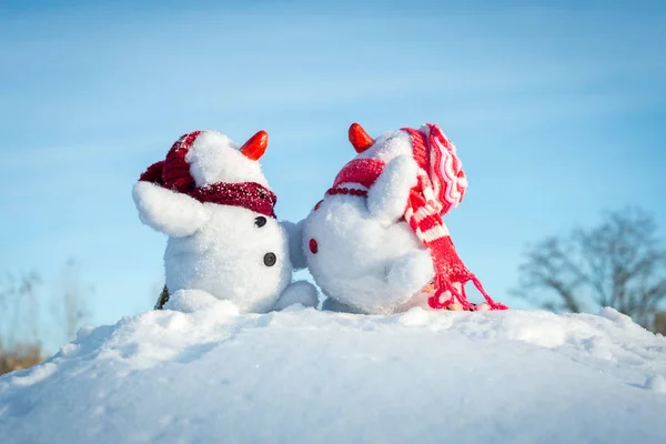 Paar van sneeuwmannen — Stockfoto