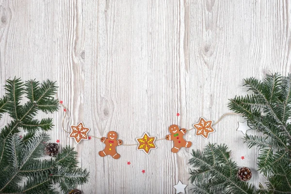 Fundo de Natal na mesa de madeira — Fotografia de Stock