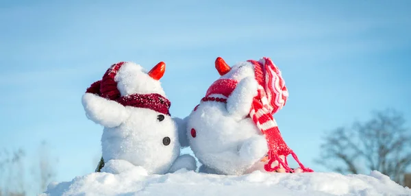 Couple of snowmen — Stock Photo, Image