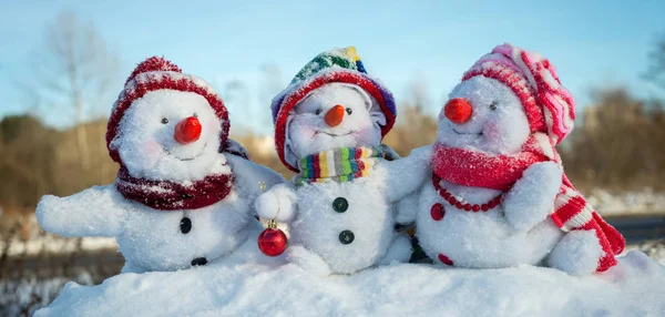 Gelukkig sneeuwpop familie — Stockfoto