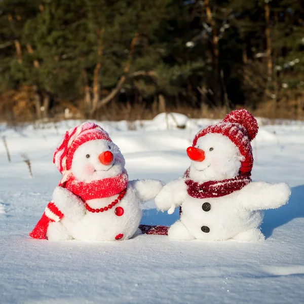 Paar van sneeuwmannen — Stockfoto