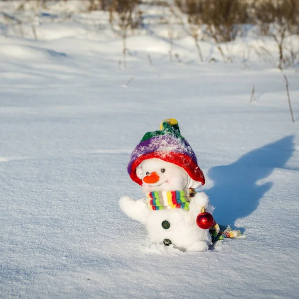 Счастливого снеговика в шляпе — стоковое фото