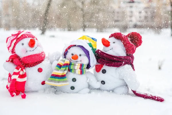 Boldog hóember család — Stock Fotó