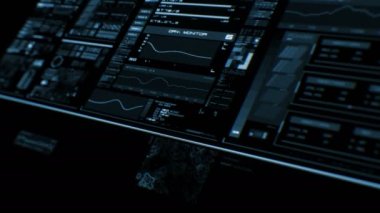 Derin mavi fütüristik arabirimi/dijital ekran/Hud görünümünü perspektif