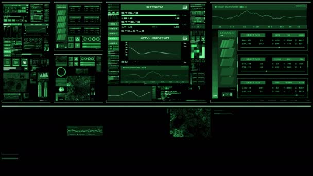 Deep green futuristic interface/Digital screen/HUD — Stock Video