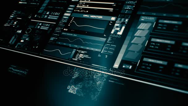 Vue en perspective de l'interface futuriste de faible puissance / Écran numérique / HUD 