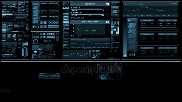 Jasnoniebieski futurystyczny interfejs/cyfrowy ekran/Hud — Wideo stockowe