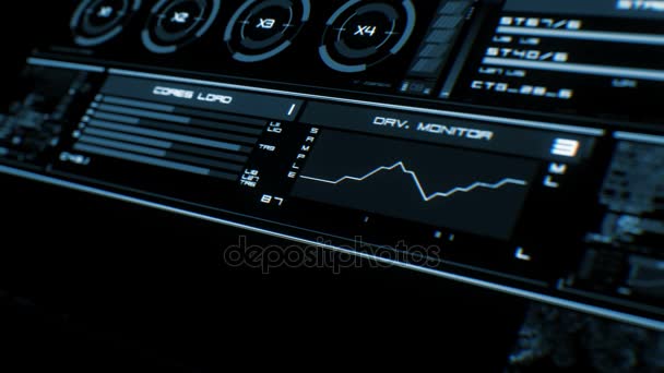 Vue en perspective de l'interface futuriste bleu profond / Écran numérique / HUD — Video