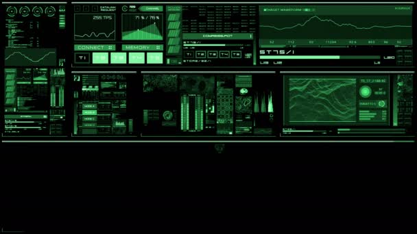 深绿色的未来派接口/数字屏幕/Hud — 图库视频影像