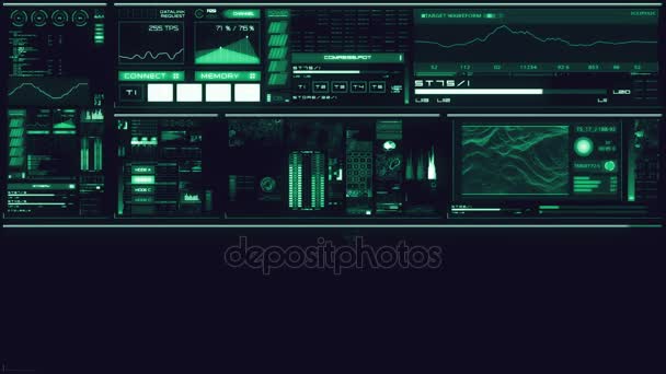 Koude blauwe futuristische interface/digitaal scherm/Hud — Stockvideo