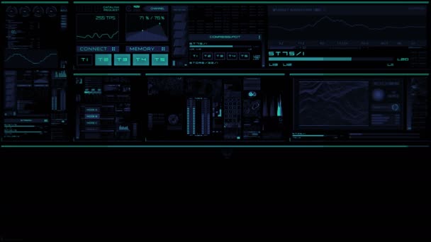 Lysande blå futuristiska gränssnitt/Digital skärm/Hud — Stockvideo
