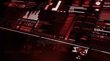 Kırmızı fütüristik arabirimi/dijital ekran/Hud görünümünü perspektif