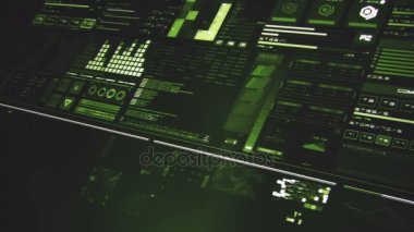 Derin yeşil fütüristik arabirimi/dijital ekran/Hud görünümünü perspektif
