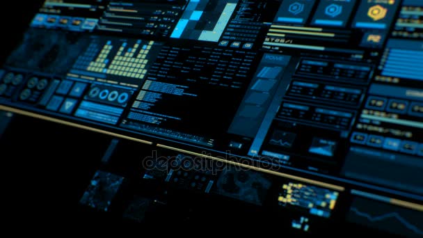 Vue en perspective de l'interface futuriste colorée / Écran numérique / HUD — Video