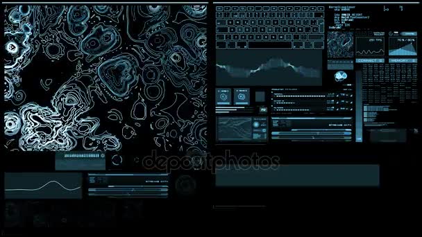 Interface futurista azul claro / Tela digital / HUD — Vídeo de Stock