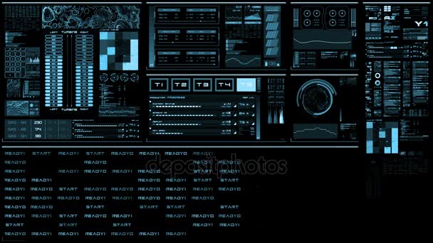Jasnoniebieski futurystyczny interfejs/cyfrowy ekran/Hud — Wideo stockowe