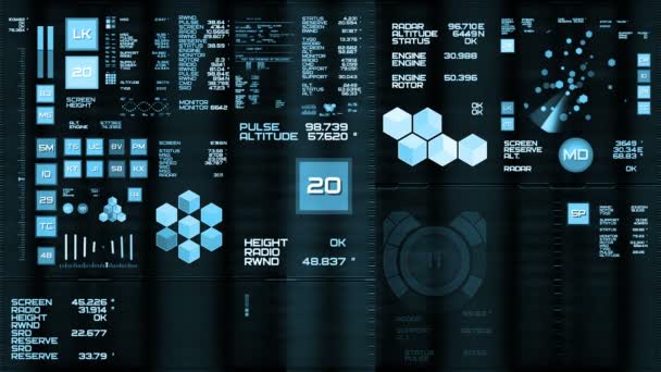 Licht blauwe futuristische interface/digitaal scherm/Hud — Stockvideo